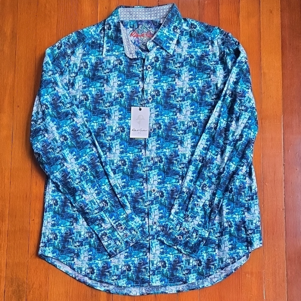 Robert Graham Blue Abstract Men's Shirt